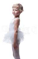 Adorable little ballerina posing in tutu