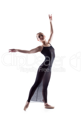 Sexy slim ballerina isolated over white backdrop