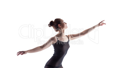 Portrait of sexy girl dancing, isolated on white