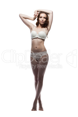 Slim leggy girl advertises underwear
