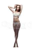 Slim leggy girl advertises underwear