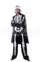 Image of man dressed in carnival skeleton costume