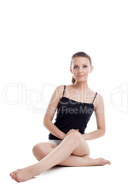 Smiling woman in casual clothes, isolated on white