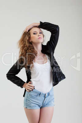 Beautiful young model posing in everyday outfit