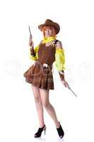 Attractive woman posing in cowboy costume