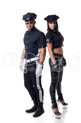 Sexy police officers, isolated on white