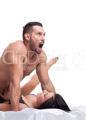 Image of naked guy showing orgasm during sex