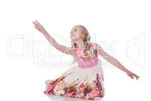 Graceful blonde girl dancing in studio