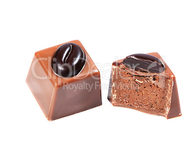 Milk chocolate candy with coffee filling