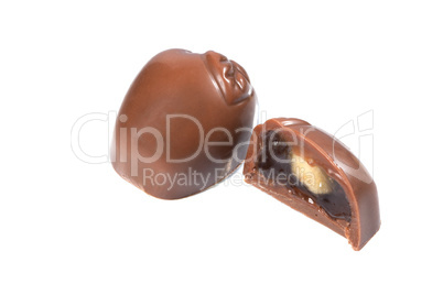 Tasty chocolate candy in shape of apple