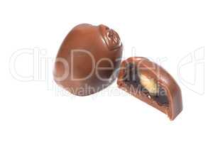 Tasty chocolate candy in shape of apple