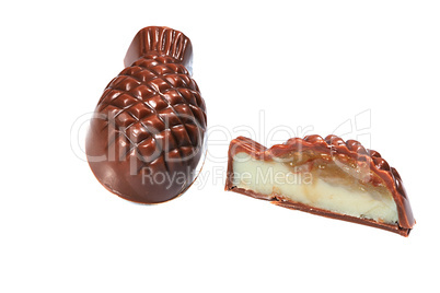 Dark chocolate candy in shape of pineapple