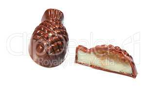 Dark chocolate candy in shape of pineapple