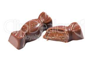 Chocolate candy with caramel filling