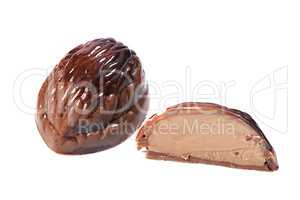 Milk chocolate candy in form of walnut