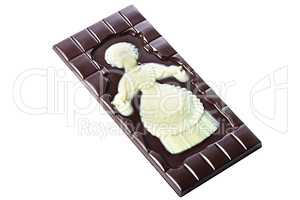 Tasty bar of dark and white chocolate