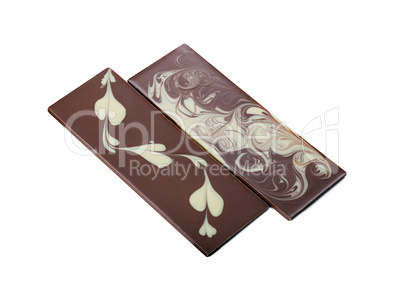 Two delicious bar of mixed chocolate with patterns
