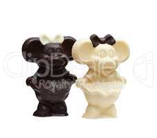 Tasty chocolate bears isolated on white