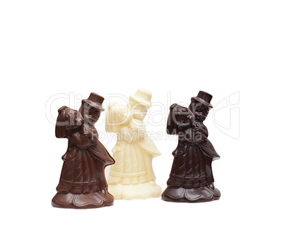 Image of chocolate wedding figurines, close-up