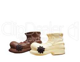 Chocolate shoes with patch in form of flower