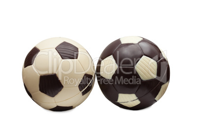 Soccer balls made ??of white and milk chocolate