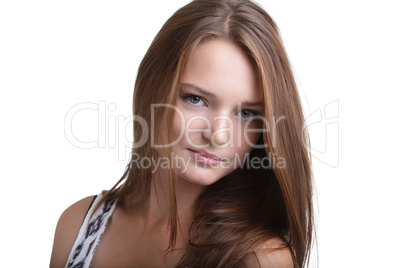 Portrait of lovely young woman with perfect skin