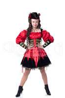 Lovely girl posing in pirate costume on Halloween
