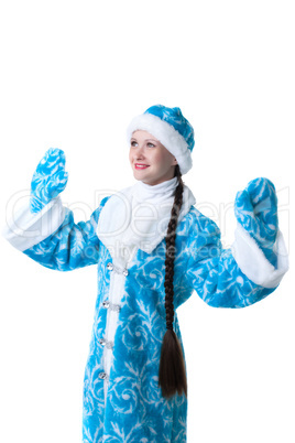 Portrait of lovely Snow Maiden, isolated on white