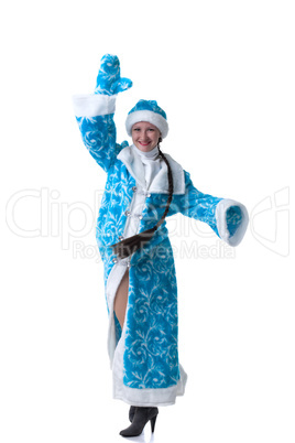 Image of funny Snow Maiden posing at camera