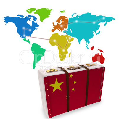 Composite image of chinese flag suitcase