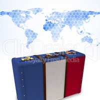 Composite image of french flag suitcase