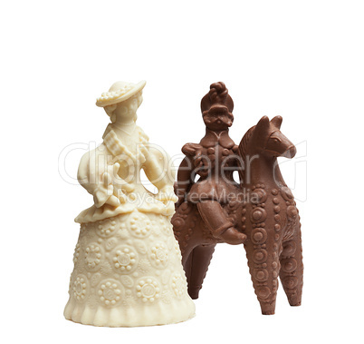 Chocolate figurines - lady and hussar on horseback