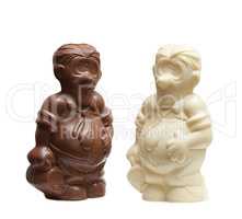 Funny chocolate figures of potbellied men