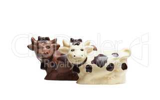 Image of appetizing chocolate cows, close-up