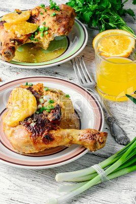 drumstick on porcelain plate