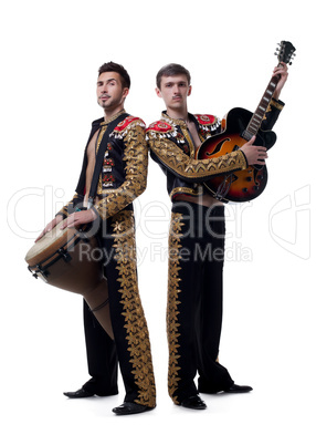 Image of funny musicians dressed as Spanish macho