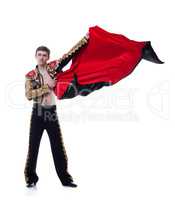 Studio shot of man dressed as bullfighter