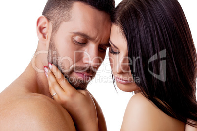 Portrait of attractive young enamored people