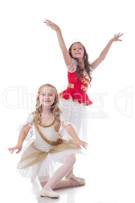 Smiling young ballerinas, isolated on white