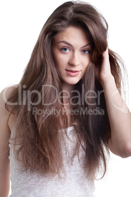 Beautiful Brown Hair Girl Healthy Long Hair Lizenzfreie