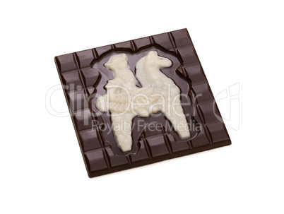 Chocolate bar with figurine of knight on horseback