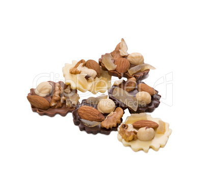 Tasty chocolate sweets with nuts