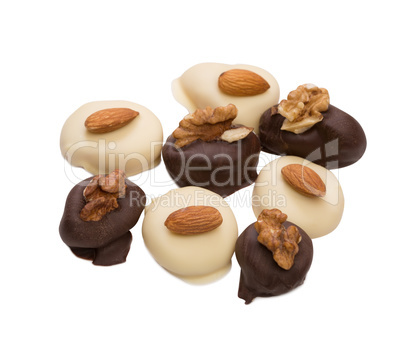 Delicious chocolate candies with nuts