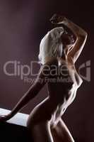 Studio shot of sensual blonde posing nude