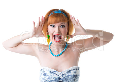 Image of frenzy pin-up girl posing at camera