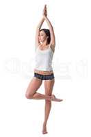 Image of beautiful slim woman exercising pilates