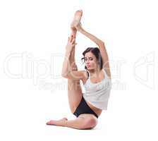 Image of sensual pilates trainer posing in studio