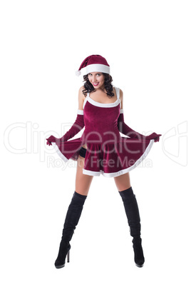 Sexy girl in Santa Claus role-playing costume