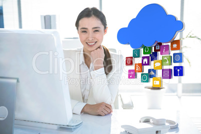 Composite image of cloud with apps