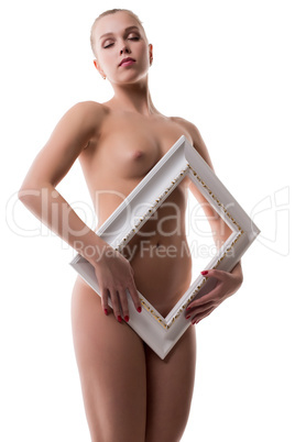 Tender nude girl posing framed her body